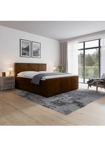 Mid.you , Braun , Metall, Kunststoff, Textil, Karton, Holzwerkstoff , teilmassiv, Hartholz,teilmassiv, Hartholz , H2 + H4 , 180x200 cm , Bettkasten, Matratze , Schlafzimmer, Betten, Boxspringbetten