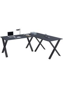 Mid.you , Anthrazit, Schwarz , Metall, Holzwerkstoff , sechseckig , 190x76x220 cm , seitenverkehrt montierbar , B&uuml;rom&ouml;bel, Schreibtische, Eckschreibtische