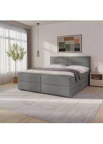 Mid.you , Silberfarben , Metall, Kunststoff, Textil, Karton, Holzwerkstoff , Birke, Buche , teilmassiv, Hartholz,teilmassiv, Hartholz , H3 , 180x200 cm , Bettkasten, Matratze , Schlafzimmer, Betten, Boxspringbetten