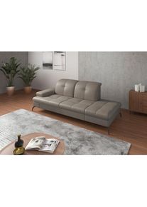 Sit & More Sit & More , Grau , Textil, Leder , Kombination Echtleder/Stoff , Nappaleder , 231x90x122 cm , Goldenes M, Made in Europe, DGM-Klimapakt , Armteil links , Wohnzimmer, Sofas & Couches, Relaxliegen & R&eacute;cami&egrave;ren