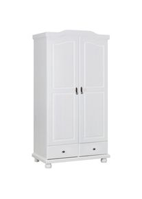 Livetastic , Wei&szlig; , Holz , Kiefer , massiv , 4 F&auml;cher , 2 Schublade(n) Schubladen , 104x198x56 cm , abschlie&szlig;bar , Schlafzimmer, Kleiderschr&auml;nke, Dreht&uuml;renschr&auml;nke