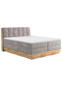 M&Ouml;BELIX M&ouml;belix , Beige , Textil , Eiche , massiv , H4 , 7-Zonen , 180x200 cm , FSC , Bettkasten, Matratze, gepolstertes Kopfteil, Topper durchgehend , Schlafzimmer, Betten, Boxspringbetten