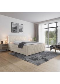 Mid.you , Wei&szlig; , Metall, Kunststoff, Textil, Karton, Holzwerkstoff , teilmassiv, Hartholz,teilmassiv, Hartholz , H4 , 7-Zonen , 180x200 cm , Bettkasten , Schlafzimmer, Betten, Boxspringbetten