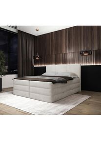 Mid.you , Wei&szlig; , Holz, Textil, Holzwerkstoff , H3 + H4 , 180x200 cm , Bettkasten, gepolstertes Kopfteil, Topper durchgehend, Wendematratze mit unterschiedlichen H&auml;rtegraden, Matratze geteilt , Schlafzimmer, Betten, Boxspringbetten