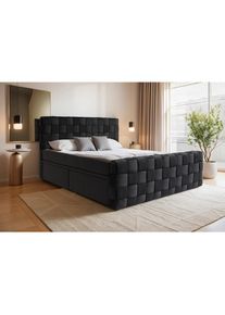 Livetastic , Schwarz , Textil , H2 + H3 , 180x200 cm , gepolstertes Kopfteil, Topper durchgehend, mit Schubk&auml;sten, in verschiedenen Gr&ouml;&szlig;en erh&auml;ltlich , Schlafzimmer, Betten, Boxspringbetten