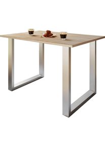 Mid.you , Silberfarben, Sonoma Eiche , Holzwerkstoff , rechteckig , 50x76x140 cm , B&uuml;rom&ouml;bel, Schreibtische, Schreibtische