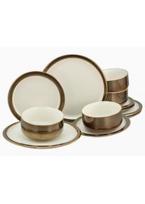 Creatable , Wei&szlig;, Goldfarben , Keramik , Kochen & Essen, Geschirr, Geschirrsets, Tafelservices