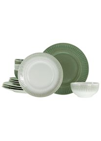 Creatable , Creme, Perlmutt, Salbeigr&uuml;n , Keramik , stapelbar , Kochen & Essen, Geschirr, Geschirrsets, Tafelservices