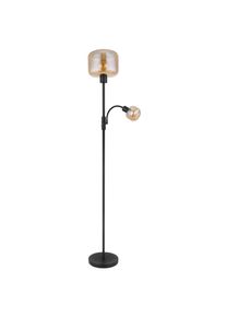 Globo , Schwarz , Glas , 165 cm , CE , getrennt schaltbar, Lesearm, Flexarm, Wippschalter , Beleuchtung, Innenleuchten, Stehleuchten, Stehlampen mit Leselampe