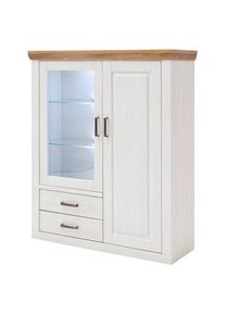 Livetastic , Eichefarben, Pinienfarben , Glas, Holzwerkstoff , 3 F&auml;cher , 2 Schublade(n) Schubladen , 118x142x40 cm , Typenauswahl, Beim&ouml;bel erh&auml;ltlich , Kleinm&ouml;bel, Kommoden, Highboards