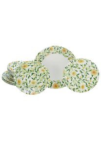 Creatable , Gr&uuml;n, Wei&szlig; , Keramik , Blume , lebensmittelecht, stapelbar , Kochen & Essen, Geschirr, Geschirrsets, Tafelservices