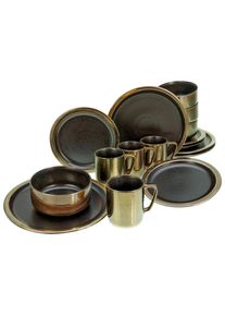 Creatable , Schwarz, Goldfarben , Keramik , 330 ml,400 ml , 37x49.5x40.5 cm , Kochen & Essen, Geschirr, Geschirrsets