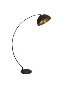 Globo , Schwarz , Metall , 45x182x115 cm , CE , h&ouml;henverstellbar, Fu&szlig;schalter , Beleuchtung, Innenleuchten, Stehleuchten, Bogenlampen