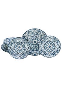 Creatable , Blau, Wei&szlig; , Keramik , 30x25x30 cm , stapelbar , Kochen & Essen, Geschirr, Geschirrsets, Tafelservices