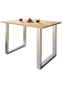 Mid.you , Silberfarben, Honigeiche , Holzwerkstoff , rechteckig , 50x76x140 cm , B&uuml;rom&ouml;bel, Schreibtische, Schreibtische