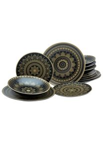 Creatable , Schwarz, Goldfarben , Keramik , Kochen & Essen, Geschirr, Geschirrsets, Tafelservices