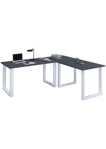 Mid.you , Anthrazit, Silberfarben , Metall, Holzwerkstoff , 160x76x190 cm , seitenverkehrt montierbar , B&uuml;rom&ouml;bel, Schreibtische, Eckschreibtische