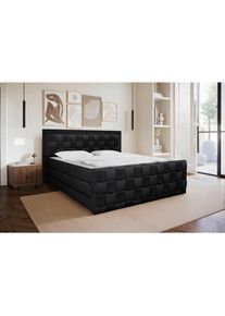 Livetastic , Schwarz , Textil , H2 , 160x200 cm , Bettkasten, gepolstertes Kopfteil, Topper durchgehend, in verschiedenen Gr&ouml;&szlig;en erh&auml;ltlich , Schlafzimmer, Betten, Boxspringbetten