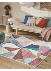 benuta POP Pest&auml;v&auml; matto Mara Moniv&auml;rinen/vaaleanpunainen 160x230 cm Moniv&auml;rinen/vaaleanpunainen Geometrinen