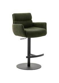 Dieter Knoll Collection Dieter Knoll Barhocker, Olivgr&uuml;n, Metall, Textil, Drehteller, S&auml;ule, rund, 54x84x52 cm, Stoffauswahl, Typenauswahl, Sitzfl&auml;che 360&deg; drehbar, Gestellauswahl, Esszimmer, Barm&ouml;bel, Barhocker