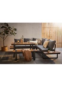 Ambia Garden Dining-Loungeset, Anthrazit, Dunkelgrau, Teakfarben, Metall, Kunststoff, Textil, F&uuml;llung: Schaumstoff,Polyester, einzeln stellbar, 240x240 cm, Gartenm&ouml;bel, Gartengarnituren, Gartenm&ouml;bel-Sets