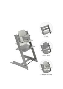 Stokke Hochstuhl-Set, Hellgrau, Holz, Buche, 83x57x46 cm, Fu&szlig;st&uuml;tze verstellbar, Sitzfl&auml;che verstellbar, h&ouml;henverstellbar, Babym&ouml;bel & Kinderm&ouml;bel, Babyzimmer, Hochst&uuml;hle