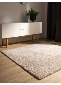 Tapis poil ras shaggy lavable Soho Beige 160x160 cm0000 - Tapis poil court design moderne pour salon
