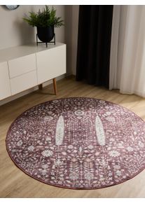 benuta Basic Tapis lavable George Bordeaux diam&egrave;tre 120 cm0000