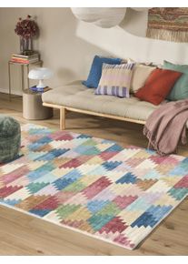 Tapis poil ras lavable Mara Multicouleur/Fuchsia 160x230 cm0000 - Tapis poil court design moderne pour salon