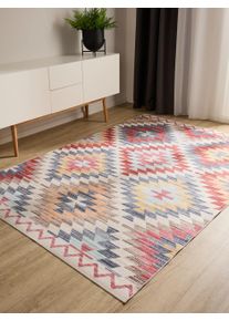 Tapis poil ras lavable George Multicouleur/Beige 80x150 cm0000 - Tapis poil court design moderne pour salon