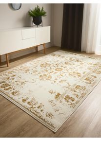 benuta Basic Tapis Vintage Suki Cr&egrave;me/Jaune 240x340 cm0000 - Tapis poil ras / effet us&eacute;