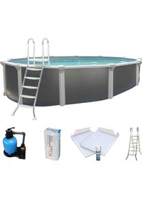 Rundpool KWAD "&raquo;Supreme&laquo; Design all in Premium Folie", blau (anthrazit, farbe innen: blau), B:360cm H:132cm L:360cm, Schwimmbecken, Rundpool, &Oslash;xH: 360x132cm, inkl. Bodenisolationsset