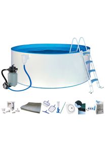 Rundpool Konifera "R&Uuml;GEN 2", wei&szlig;, H:90cm &Oslash;:360cm, Schwimmbecken, Rundpool, mit LED-Scheinwerfer zur stimmungsvollen abendlichen Beleuchtung