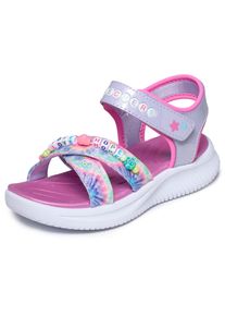 Sandale Skechers "JUMPSTERS SANDAL", M&auml;dchen, Gr. 33, lavendel, multi, Lederimitat, Glitzer, Schuhe Sandale, Sommerschuh mit Klettverschluss, Gr&ouml;&szlig;enschablone zum Download
