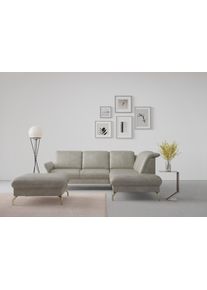 Sit & More Ecksofa SIT & MORE "Fashion L-Form", grau (hellgrau), B:250cm H:84cm T:207cm, Sofas, Ecksofa, wahlweise mit Kopfteilverstellung, Vorziehsitz, motorisch, Nickelf&uuml;&szlig;e