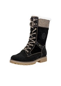 Winterstiefel Remonte, Damen, Gr. 43, schwarz (schwarz, beige), Leder, Lederimitat, Textil, kontrastfarbene Details, Schuhe Winterstiefel, Schn&uuml;rboots, Stiefelette mit wasserabweisender Tex-Ausstattung