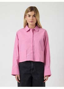 Hemdbluse Y.A.S "YASLEE LS SHORT SHIRT S. NOOS", Damen, Gr. 38, moonlite mauve, Web, Obermaterial: 100% Baumwolle, unifarben, kurz, Blusen Hemdbluse, Baumwolle