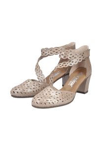 Spangenpumps Rieker, Damen, Gr. 36, beige, Lederimitat, metallic, Schuhe Spangenpumps, Sommerschuh, Pumps mit Klettverschluss, Blockabsatz