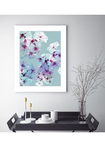 Bild queence "Nadine", lila (farbe rahmen: wei&szlig;, farbe bild(er): lila), B:30cm H:40cm, Acrylglas, Holz, Papier, Bilder, Bild, Blumen, gerahmt