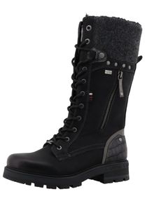 Winterstiefel Mustang Shoes "Darleen", Damen, Gr. 36, Normalschaft, schwarz, Lederimitat, Textil, Schuhe Winterstiefel, Schn&uuml;rstiefel mit Rei&szlig;verschluss