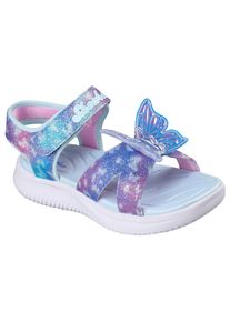 Sandale Skechers "JUMPSTERS SANDAL-BUTTERFLY BRITES", M&auml;dchen, Gr. 33, blau, rosa, Lederimitat, Glitzer, kontrastfarbene Details, Schuhe Sandale, Sommerschuh mit Schmetterling, Gr&ouml;&szlig;enschablone zum Download