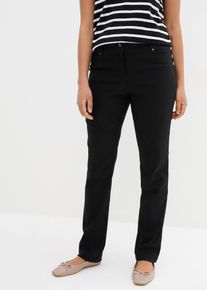 Stretch-Hose bonprix "Bengalin-Stretch-Hose mit Bequembund, Straight", Damen, Gr. 38, N-Gr, schwarz, Obermaterial: 71% Polyester, 25% Viskose, 4% Elasthan, regular fit, Hosen Stretch-Hose, aus Polyester, Viskose und Elasthan, mit Bequembund, Regular Fit