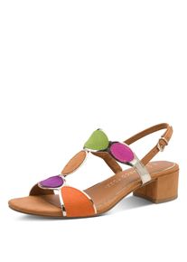 Sandalette Marco Tozzi, Damen, Gr. 42, multi, Lederimitat, Textil, mehrfarbig, Schuhe Sandalette, Blockabsatz, Sommerschuh, Riemchensandale mit verstellbarer Schnalle