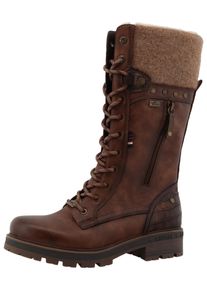 Winterstiefel Mustang Shoes "Darleen", Damen, Gr. 36, Normalschaft, braun, Lederimitat, Textil, used, Schuhe Winterstiefel, Schn&uuml;rstiefel mit Rei&szlig;verschluss