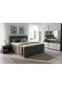 Boxspringbett Home Affaire "Romeo, Doppel- & Polsterbett, Federkernbett, Komfortbett, 160, 180 cm", gr&uuml;n, B:187cm L:219cm, 100% PES, Komplettbetten, Boxspringbett, inkl. 6 cm Topper, zwei Bettk&auml;sten, Taschen-Federkernmatratze in H4