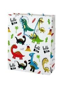 Lean Toys, Geschenkverpackung, Karierte Geschenkt&uuml;te mit Dinosauriern, 32 x 26 x 10 cm (1x)