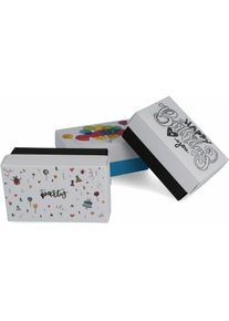 Buntbox, Geschenkverpackung, 3 Geburtstag M Geschenkboxen-Set weiss (3x)