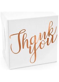 partydeco, Geschenkverpackung, Decorative cake boxes - Thank you, rose gold, 14x8.5x14cm (1 pkt / 10 pc.) (10x)
