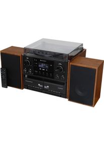 Soundmaster MCD5600 (Plattenspieler, Bluetooth, CD Player, 1x 10 W), Stereoanlage, Schwarz, Braun