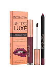 Makeup Revolution, Lippenstift + Lipgloss, Worth It Retro Luxe Metallic Lip Kit 5.5ml